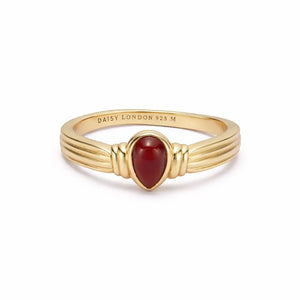 Red Jasper Pear Ring 18Ct Gold Plate