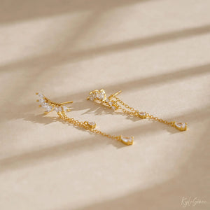 Dainty Diamond Dangle Drop Earrings, CZ Diamond Tassel Earrings, Sterling Silver Earrings, Wedding Jewelry, Bridesmaid Gifts,Christmas Gifts