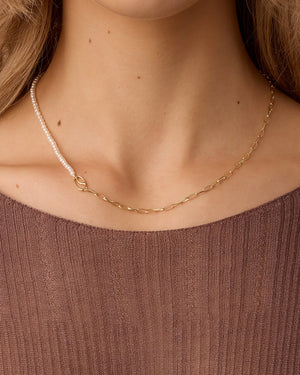Lou Pearl Alphabet Necklace NikNenz™ Premium Gold & Diamonds