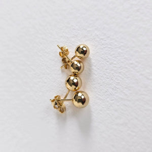 14K Solid Gold Ball Stud Earrings: Minimalist Bead Studs