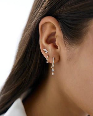 Triple Baguette Lab Diamond Stud Earrings - Elegant Sparkle for Any Occasion.