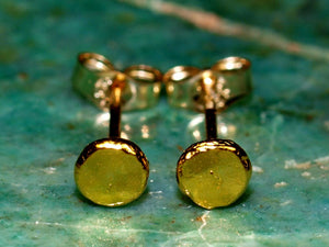 Radiant 24K Gold 3mm Minimalist Disc Stud Earrings - Timeless Elegance in Solid Gold.
