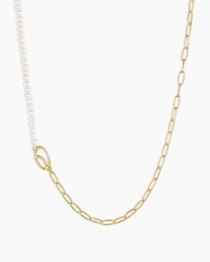 Lou Pearl Alphabet Necklace NikNenz™ Premium Gold & Diamonds