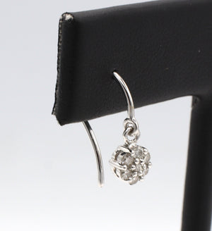 18 Karat White Gold Natural Diamond Cluster Flower Dangle Drop Earrings