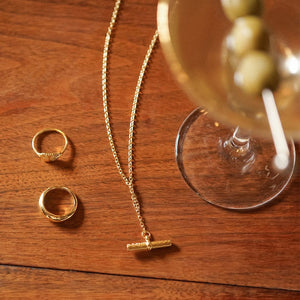 Estée Lalonde T Bar Necklace 18Ct Gold Plate