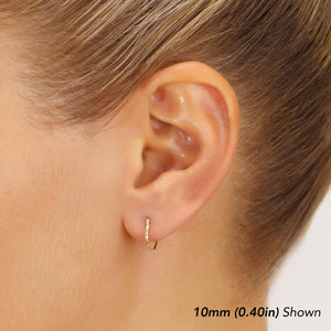 14K Yellow Gold Twisted round Hoop Earrings, 1Mm Thin, Available in All Sizes, Handmade by TILO Jewelry