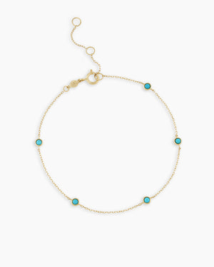 14K Gold Classic Five Turquoise Bracelet