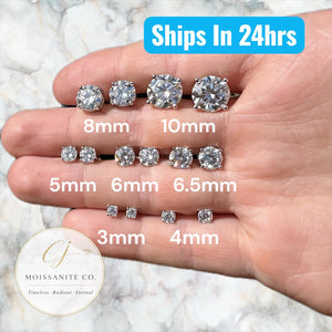 Moissanite Stud Earrings 3Mm–10Mm, 925 Sterling Silver Screw Back, VVS1 GRA Certified, Diamond Alternative Studs for Men Women, Mothers Day