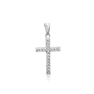 Elegant 14K White Gold Small Cross Pendant Necklace - A Timeless Treasure.
