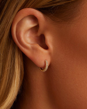 14K Diamond Double down Huggies