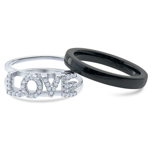 Sterling Silver CZ Double LOVE Ring – Elegant 2-in-1 Romantic Statement Ring for Anniversaries & Everyday Wear.