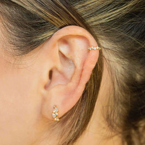 14K Solid Gold Diamond Cartilage Hoop Earring: Helix Huggie