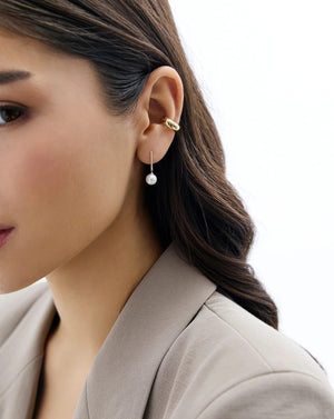 Elegantly Chic Diamond & Pearl Drop Earrings.