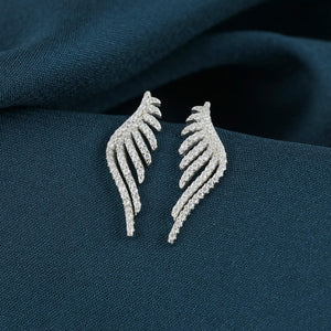 Sterling Silver Angel Wing Ear Climbers, Pave Crystal Earcuff, Fairy Core Earrings, Sweepup Climbing Earrings Gift, Wedding Gift