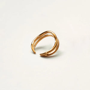 Waterproof Gold Double Band Ring - Adjustable Stainless Steel Ring - Tarnish Free Gold Ring - Elegant Dainty Ring for Everyday