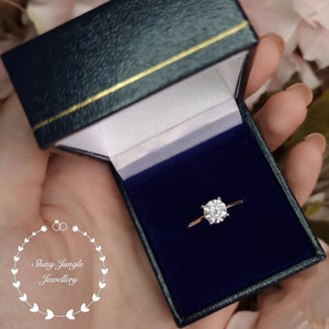 Diamond Engagement Ring, Simple Diamond Solitaire Ring, round Brilliant Cut 1 Carat 6Mm Diamond Simulant Promise Ring, April Birthstone Gift