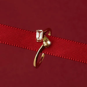 Toi Et Moi Gemstone Mini Heirloom Ring NikNenz™ Premium Gold & Diamonds
