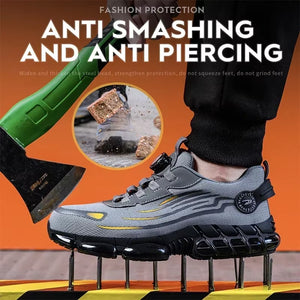 Rotating Button New Safety Shoes Men Anti-Smash Anti-Puncture Work Shoes Fashion Men Sport Shoes Security Protective Boots Men