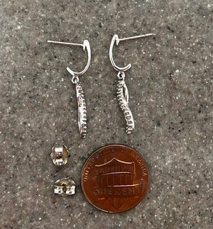 Vintage 10K White Gold Diamond Drop Dangle Earrings