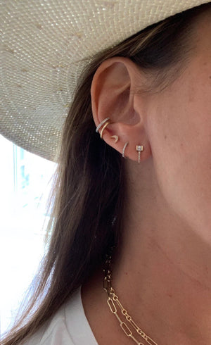 14K GOLD and Moissanite Ear Cuff -14K - Cuff- No Piercing -Gift for Her -Ear Climber - Trendy -Blogger - Gold• Dainty Ear Cuff