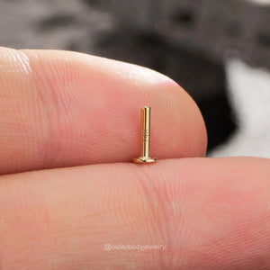 14K Solid Gold Internally Threaded Labret Studs - Available in 5mm, 6mm, 8mm, and 10mm for Cartilage, Helix, and Tragus Piercings.