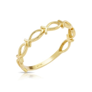 Elegant 14K Yellow Gold Ichthus Fish Ring – Perfect Meaningful Gift for Pisces Women, Birthdays & Everyday Luxury.