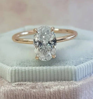 Lab Grown 2.0Ct Oval Diamond 14K Yellow Gold Wedding Ring-Bridal Oval Engagement Ring-Solitaire Thank You Gift for Women Anniversary Ring