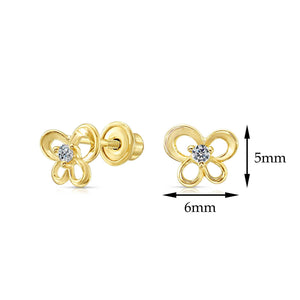10K Yellow Gold Butterfly Stud Earrings