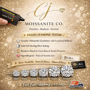 Moissanite Stud Earrings 3Mm–10Mm, 925 Sterling Silver Screw Back, VVS1 GRA Certified, Diamond Alternative Studs for Men Women, Mothers Day