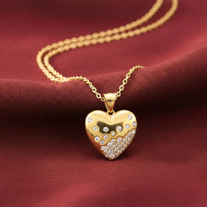 14K Solid Yellow Gold Heart Pendant, with 18" Cable Chain Necklace