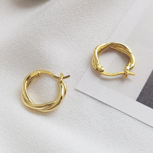 Gold Twisted Hoop Earrings: 18K Gold Plated Sterling Silver