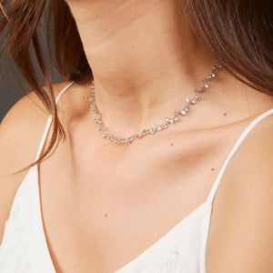 ECRIN | Dainty round Diamond Dangle Necklace, Diamond Station Bezel Necklace
