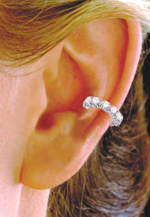 Cubic Zirconia 'Tennis Band' Ear Cuff in Sterling Silver or Gold or Rhodium over Silver
