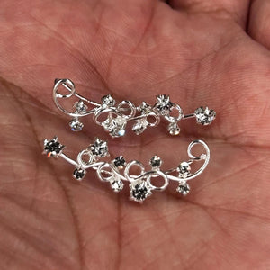Sterling Silver Crystal Vine Ear Climber Floral Crawler Earrings