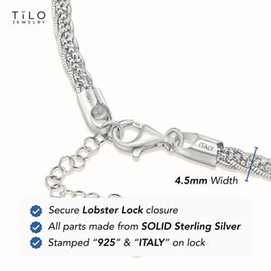 Sterling Silver Twisted Rope Snake Chain Bracelet