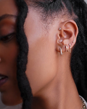 Diamond Ear Crawler, 14K Gold Curved Cuff (Single)