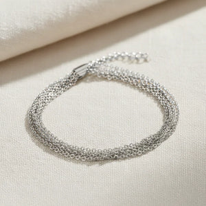 925 Sterling Silver Italian Multi-Row Cable Chain Bracelet, Adjustable 7"-8"