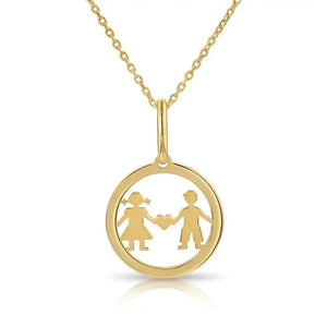 Charming 14K Yellow Gold Heart Pendant Necklace for Boys & Girls.