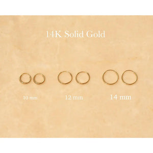 Chic 14K Solid Gold Endless Hoop Earrings - Elegant Tiny Huggie Hoops for Every Occasion.
