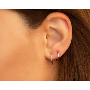 Chic 14K Solid Gold Endless Hoop Earrings - Elegant Tiny Huggie Hoops for Every Occasion.