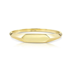 Chic 14K Yellow Gold Skinny Signet Bar Ring - Personalized Luxury Gift for Her Birthdays & Everyday Elegance.