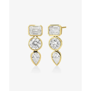 Chic Bezel Mixed Shape Drop Earrings - Elevate Your Style!.
