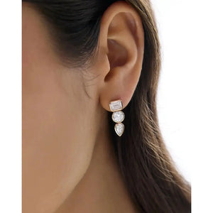 Chic Bezel Mixed Shape Drop Earrings - Elevate Your Style!.