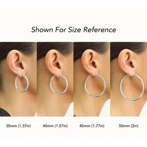Classic 925 Sterling Silver Chunky Polished Hoop Earrings - 3mm Thin Shiny Elegance