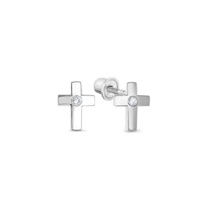 Classic Cross Stud Earrings in 14K Gold