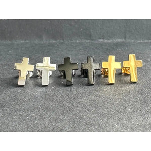 Cross Stud Surgical Steel Earrings Black, Silver & Gold