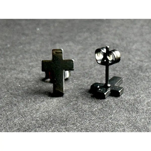 Cross Stud Surgical Steel Earrings Black, Silver & Gold