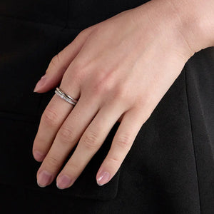 Crystal Stacking Ring in Silver