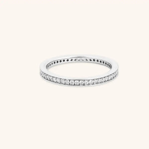 Crystal Stacking Ring in Silver