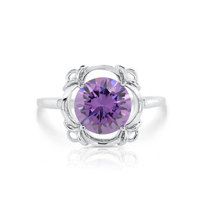 CZ Birthstone Ring, 4 Colors in Sterling Silver